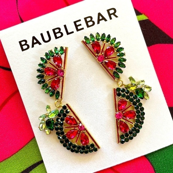 Brand New BaubleBar Watermelon Slide Drop Earrings Summer Fruit - Picture 2 of 9
